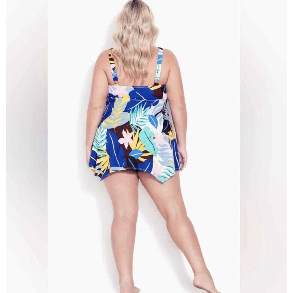 NWT Avenue 1-pc. Swim Dress Tropical Sharkbite Print Matisse Plus Size 30 Beach! - Picture 4 of 9